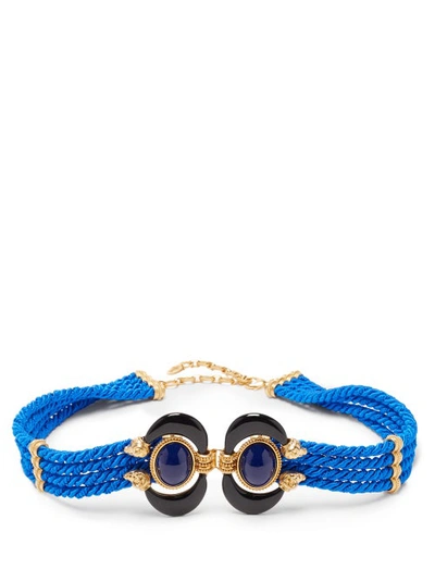 Sonia Petroff Aries Cabochon-embellished Rope Belt In Blue
