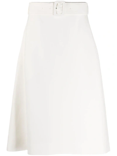 Jil Sander Noela Belted Crepe Skirt In White