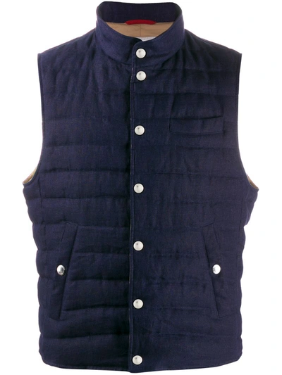 Brunello Cucinelli High-neck Quilted Down Gilet In Black