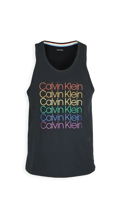 Calvin Klein Underwear Pride Multi Logo Cotton Tank Top In Black