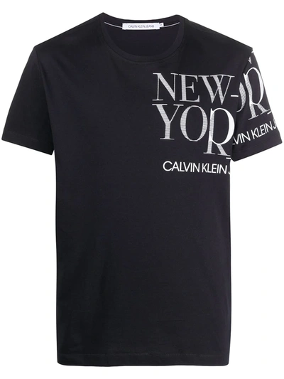 Calvin Klein Jeans Est.1978 Ny Logo Print Cotton Jersey T-shirt In Black