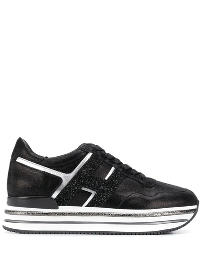 Hogan Glitter Platform Sneakers In Black
