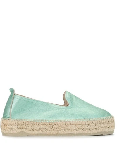 Manebi Los Angeles Platform Espadrilles In Green