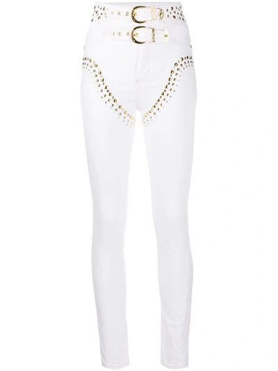 Versace Jeans Couture Embellished Skinny Jeans In White