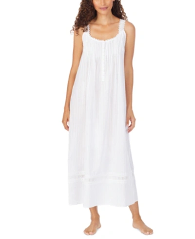 Eileen West Cotton Dobby Striped Ballet Nightgown In White