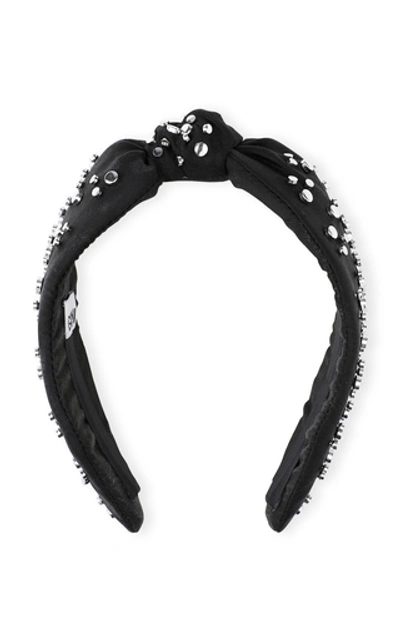 Ganni Studded Nylon Headband In Black