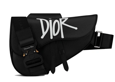 Pre-owned Dior  And Shawn Saddle Bag Black