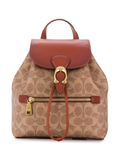 Coach Evie Backpack In Signature Canvas In Tan/rust/brass