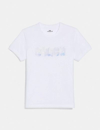 Coach Embroidered Shrunken T-shirt In White - Size S In Optic White
