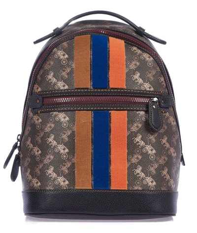 Coach Barrow Rucksack Mit Pferdekutschenprint Und College-streifen In Pewter/brown Black