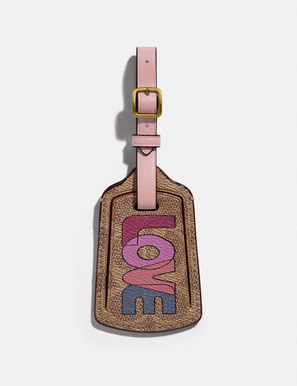 Coach Gepackanhanger Aus Charakteristischem Canvas Mit Love Print In Brass Tan Pink Multi Modesens