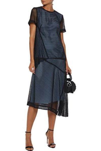 Victoria Beckham Asymmetric Layered Lace And Silk-satin Top In Black