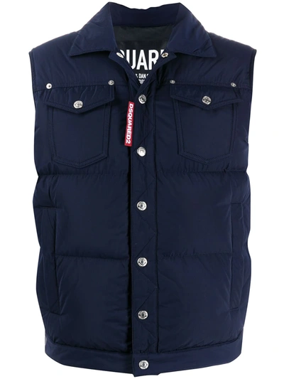 Dsquared2 Padded Down Gilet In Blue