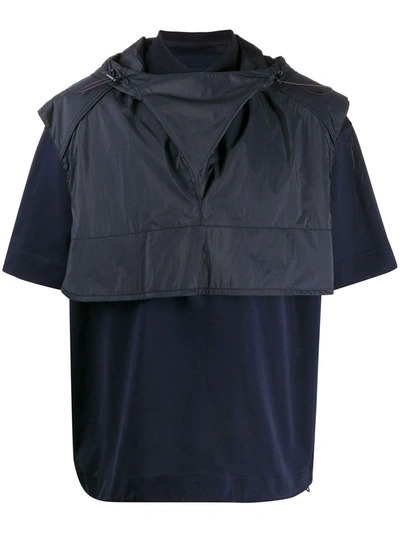 Juunj Detachable Hooded Detail Polo Shirt In Blue