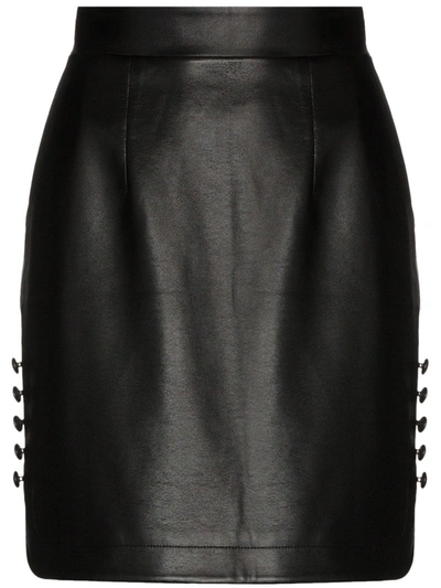 Materiel Black Faux Leather High Waist Mini Skirt
