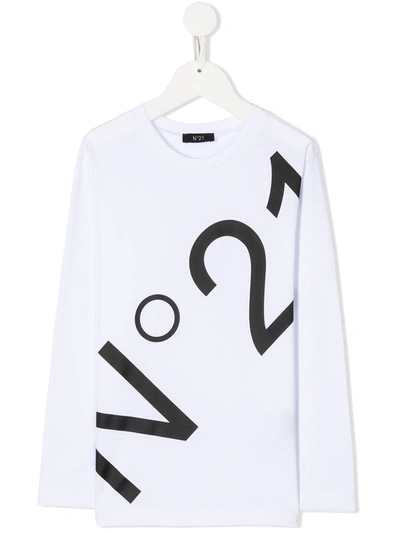 N°21 Teen Logo Print T-shirt In Bianco