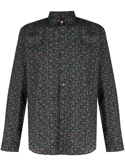 Ps By Paul Smith Geometric Print Long-sleeve Shirt In Black