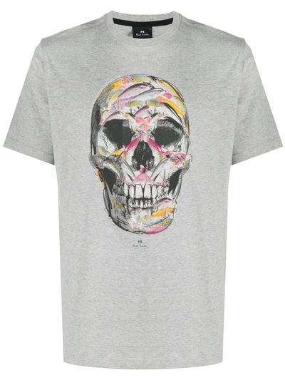 Ps By Paul Smith Fish Skull-print T-shirt In Grey