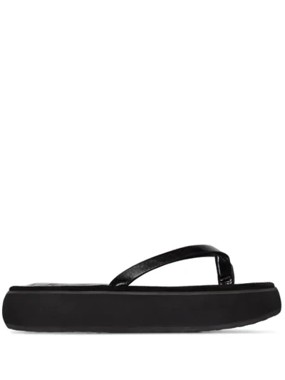 Osoi Boat 40 Flatform Leather Sandals In Black
