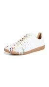 Maison Margiela Replica Paint-splatter Leather Trainers In White
