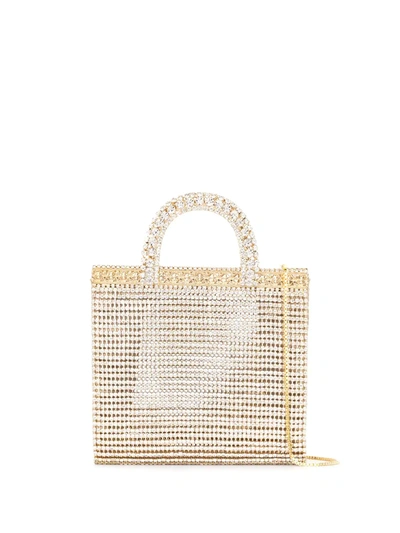 Rosantica Teodora Crystal-embellished Brass Mini Top Handle Bag In Metallic