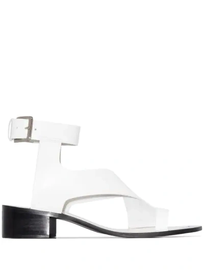 Osoi 40mm Asymmetric Leather Sandals In White