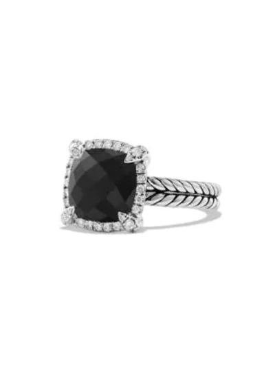 David Yurman Women's Châtelaine Pave Bezel Ring With Gemstone & Diamonds/9mm In Black Onyx