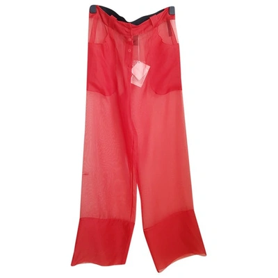 Pre-owned La Perla Silk Straight Pants In Red