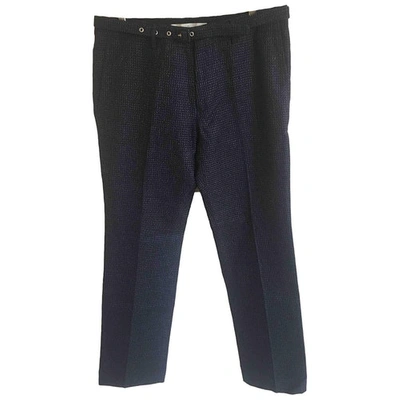 Pre-owned Golden Goose Linen Straight Trousers In Navy