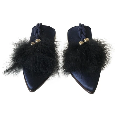 Pre-owned Tibi Cloth Mules In Blue