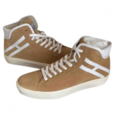 Pre-owned Hogan Leather Trainers In Beige