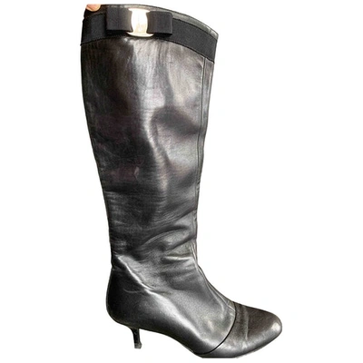 Pre-owned Ferragamo Leather Boots In Black