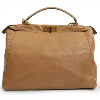 Pre-owned Fendi Peekaboo Leather Handbag In Camel