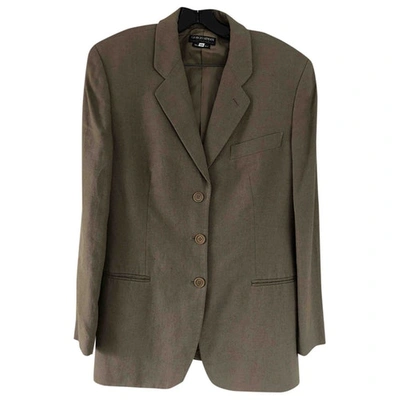 Pre-owned Giorgio Armani Linen Suit Jacket In Brown