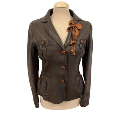 Pre-owned Moschino Cheap And Chic Leather Jacket In Brown