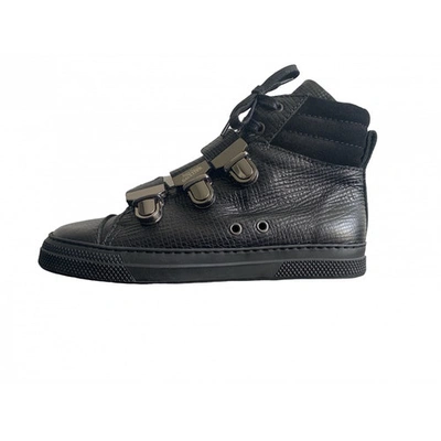 Pre-owned Jean Paul Gaultier Leather Trainers In Black
