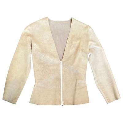 Pre-owned Jitrois Leather Short Waistcoat In Ecru