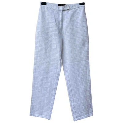 Pre-owned Fendi Straight Trousers In White