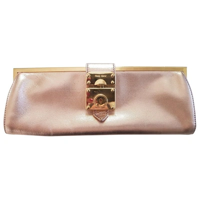 Pre-owned Miu Miu Leather Clutch Bag In Pink