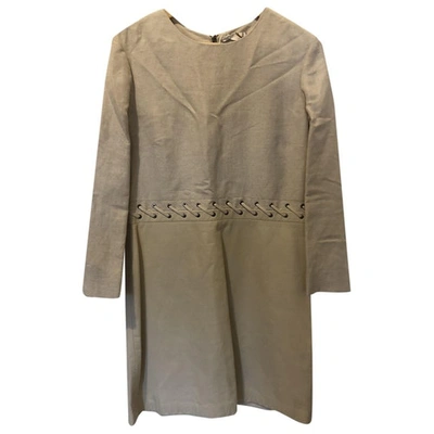 Pre-owned Chloé Leather Mini Dress In Beige