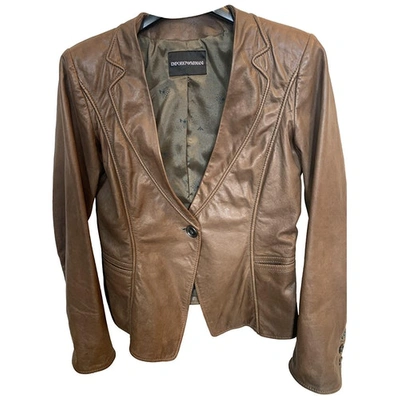 Pre-owned Emporio Armani Leather Blazer In Brown