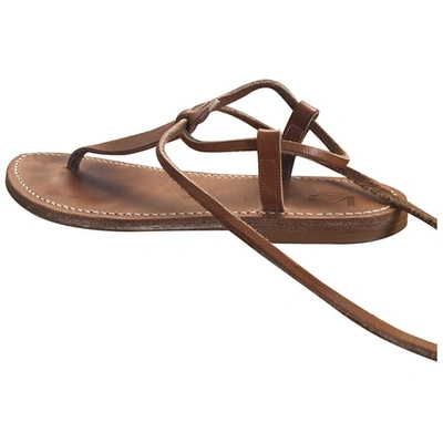 Pre-owned K.jacques Leather Sandal In Camel