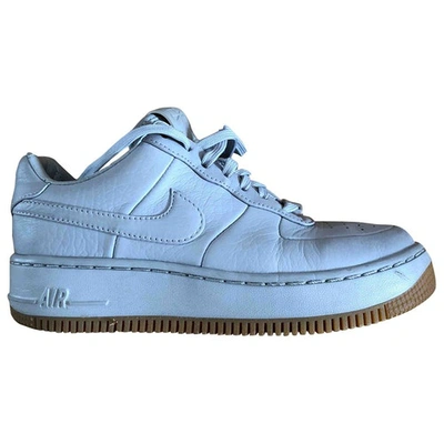 Pre-owned Nike Air Force 1 Leather Trainers In Grey