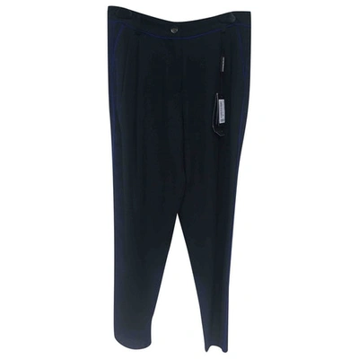 Pre-owned Emporio Armani Silk Straight Trousers In Blue
