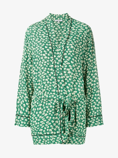 Ganni Dalton Floral Print Kimono Jacket In Verdant Green | ModeSens