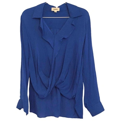 Pre-owned L Agence Silk Shirt In Blue