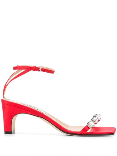 Sergio Rossi Sr1 Crystal-embellished Sandals In Red