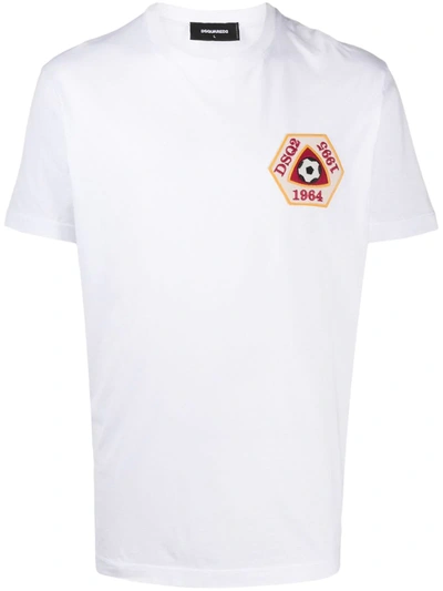 Dsquared2 Logo Patch Cotton Jersey T-shirt In White