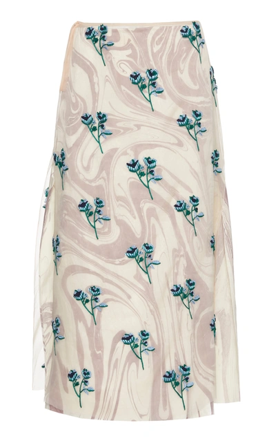 Marina Moscone Floral-print Silk-blend Skirt