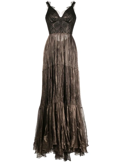 Maria Lucia Hohan Kendi Lace-trimmed Mousseline Gown In Brown